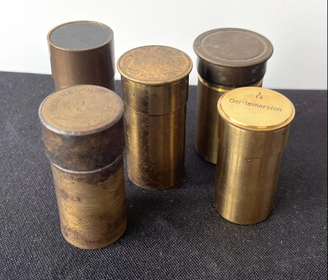 Antique Brass Microscope Objective Lens Original Pre-1930, microscope parts