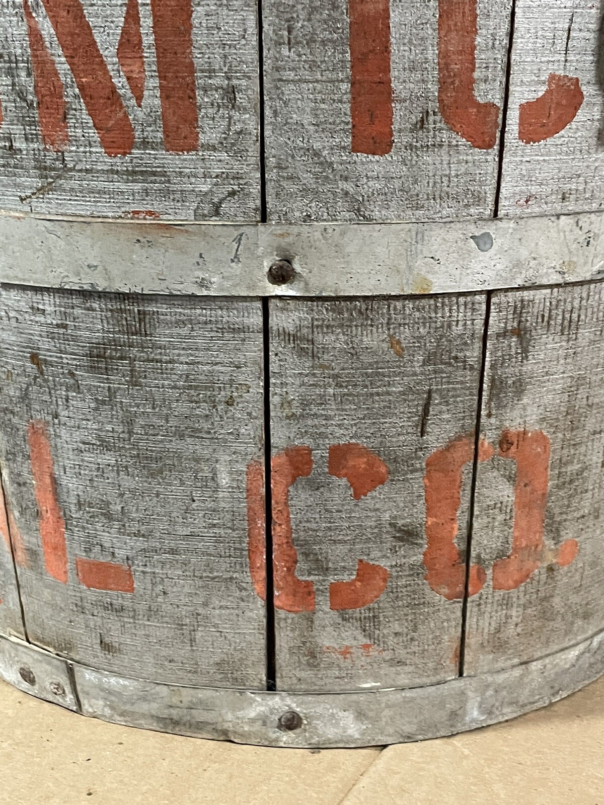 Antique Primitive wood Bucket “random Ice & Coal” Milwaukee Wi Paint Complete!
