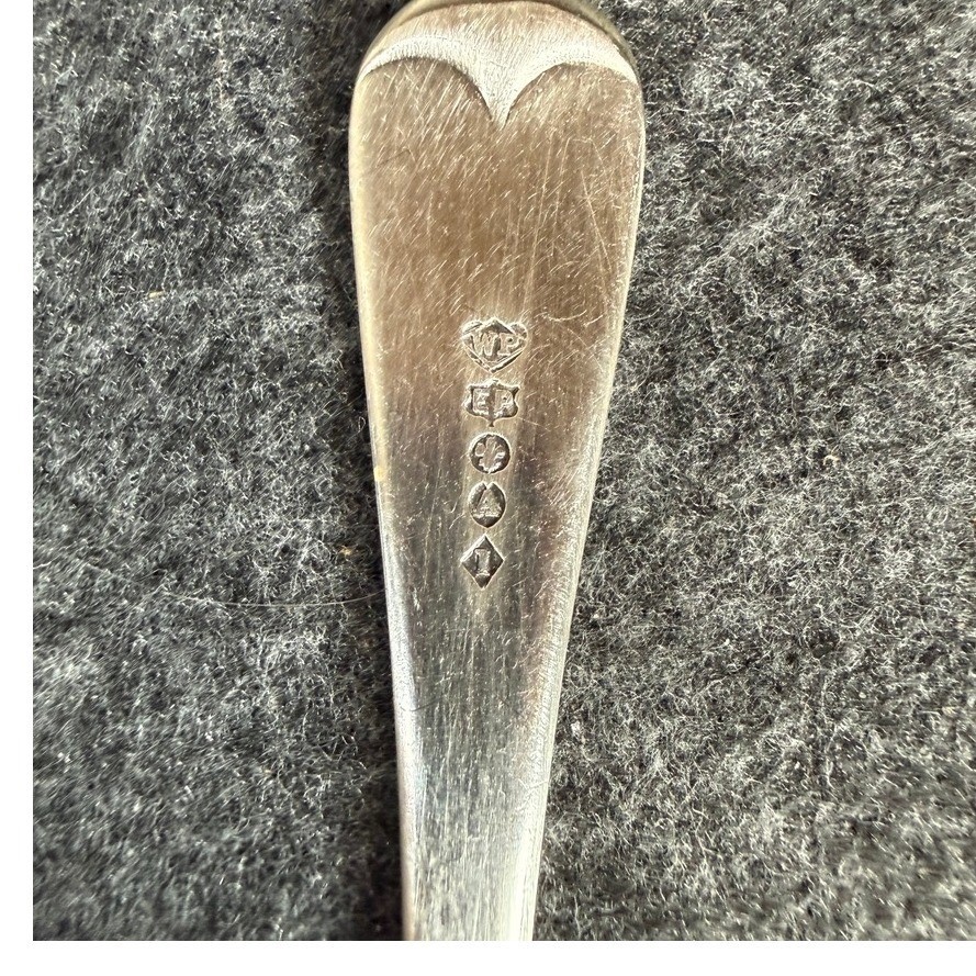 Antique William Page WP EP Silver Plate Teaspoon Monogrammed Fiddle Shell Spoon