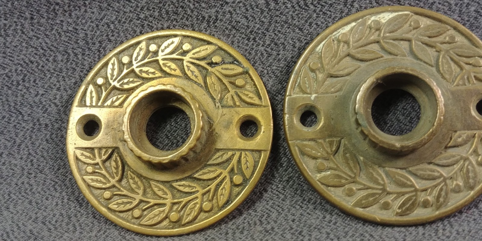 3 Leaf Victorian Brass Rosette Doorknob Backplate Eastlake Antique Door Hardware