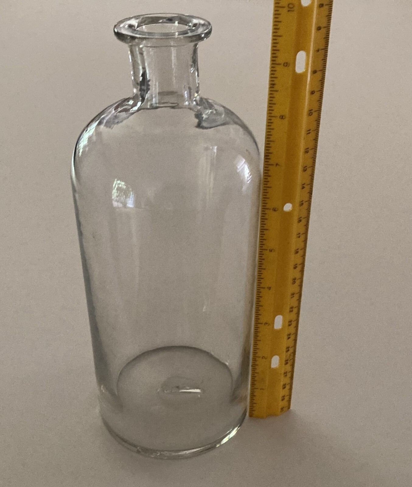 Vintage Clear Round Apothecary Hand Blown Jar Bottle 9.5″ Tall 44 Oz No Stopper