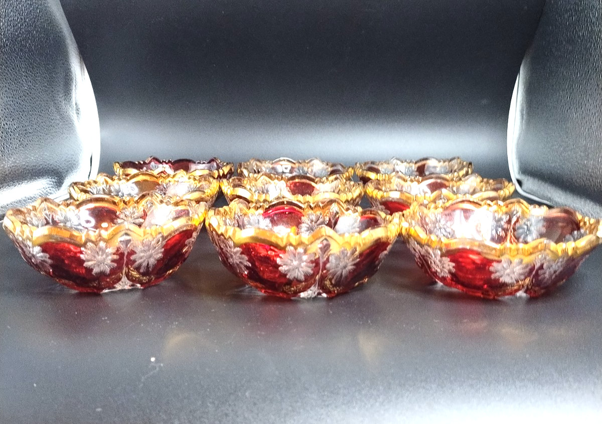 EAPG Ruby Stain “McKEE’S PURITAN” (10) Piece Berry Set