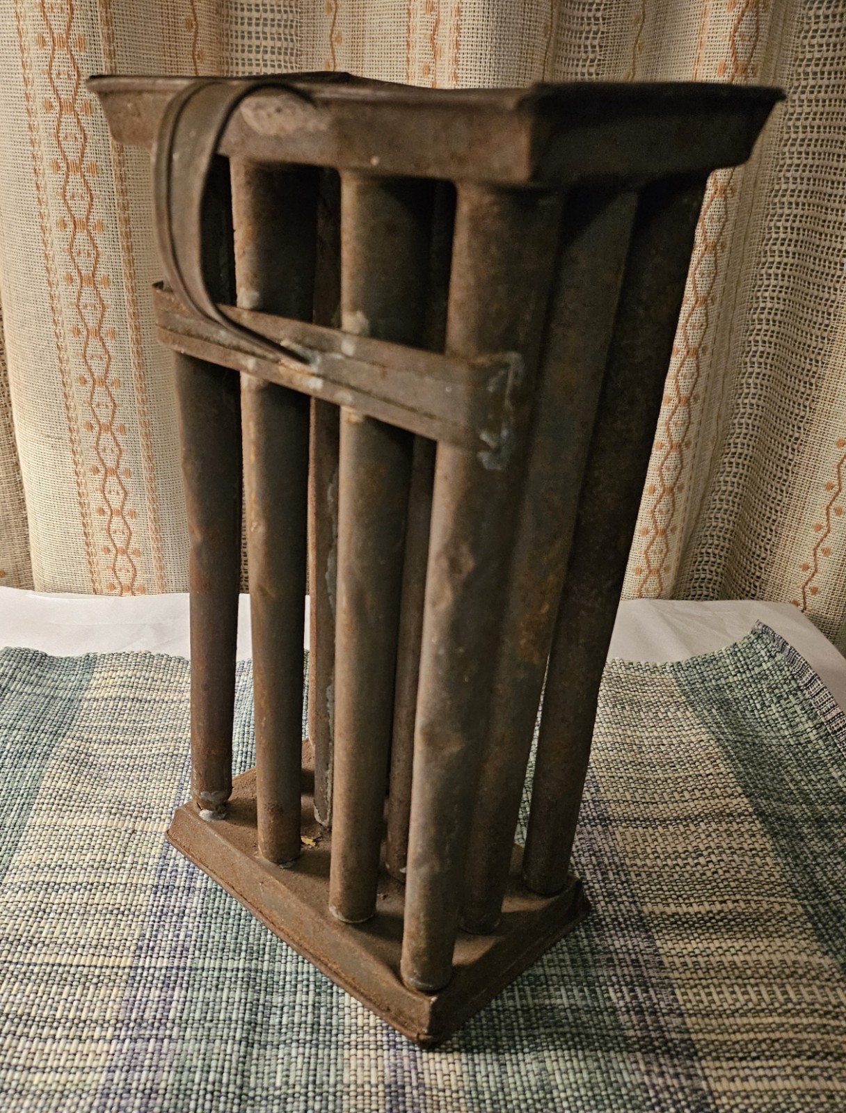 Primitive Tin 12 Hole Candle Mold w/Strap Handle, 10.5″h, 6″ Base