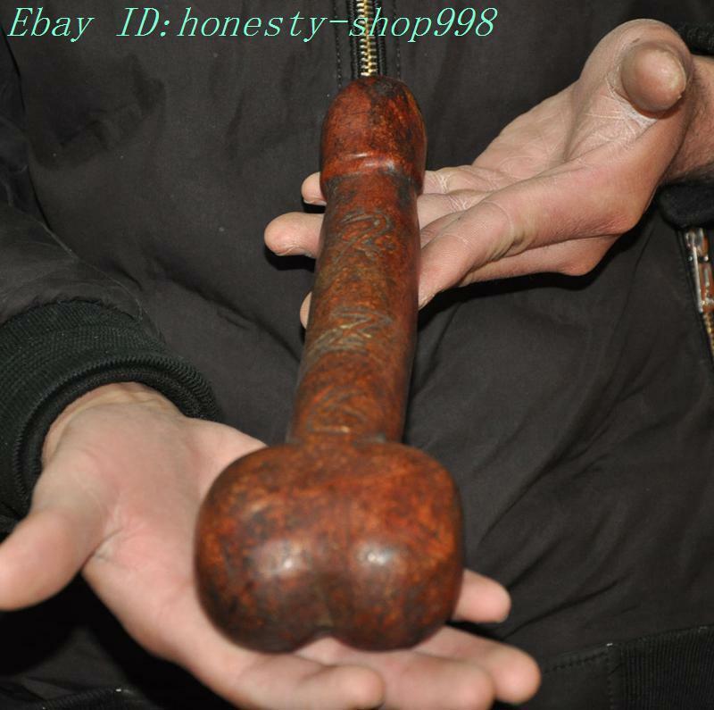 10.4″China Hongshan Culture old jade FengShui male genitalspeople Phallus statue