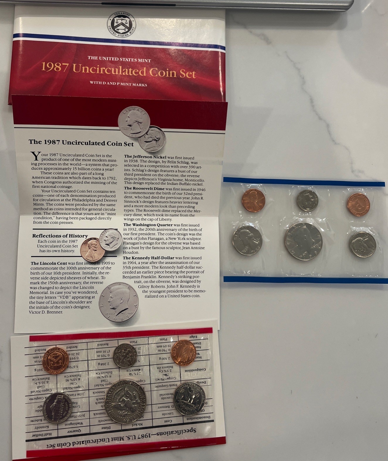 1987 P-D Mint Uncirculated Coin Set – Original Packaging – 6 Coins