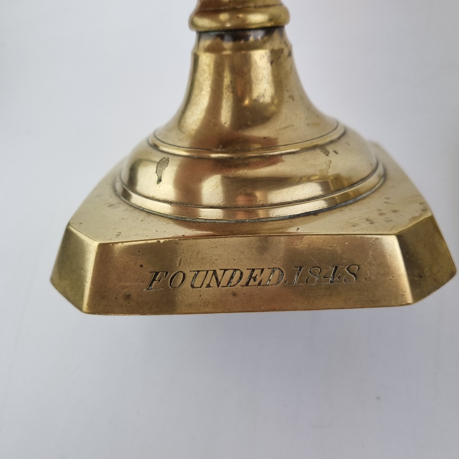 Antique 19thC Pair Brass Candlesticks “The Friendly Brothers Of St Johns Society