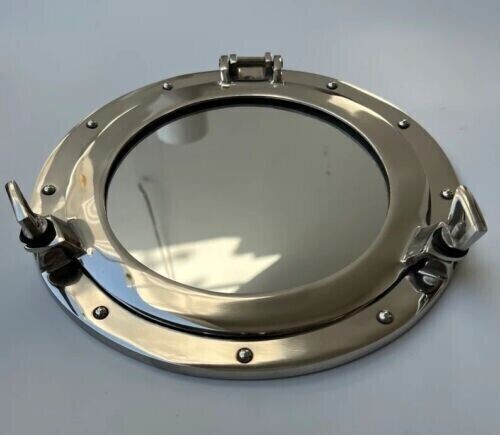 Home Décor 12″ Nautical Ship Boat Window Wall Mirror Chrome Finish Porthole Gift