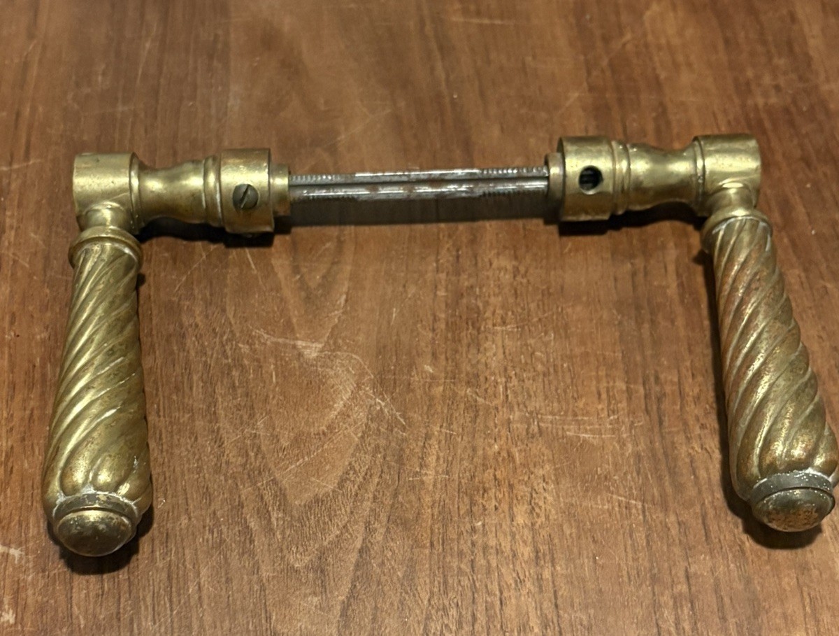 Antique Brass Door Handles w/Spindle Twisted Rope Design For Hallway or Closet