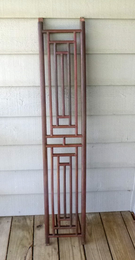 Vtg Asian Style Wood Grille Architectural Salvage Mortise and Tenon 9″ x 47.5″