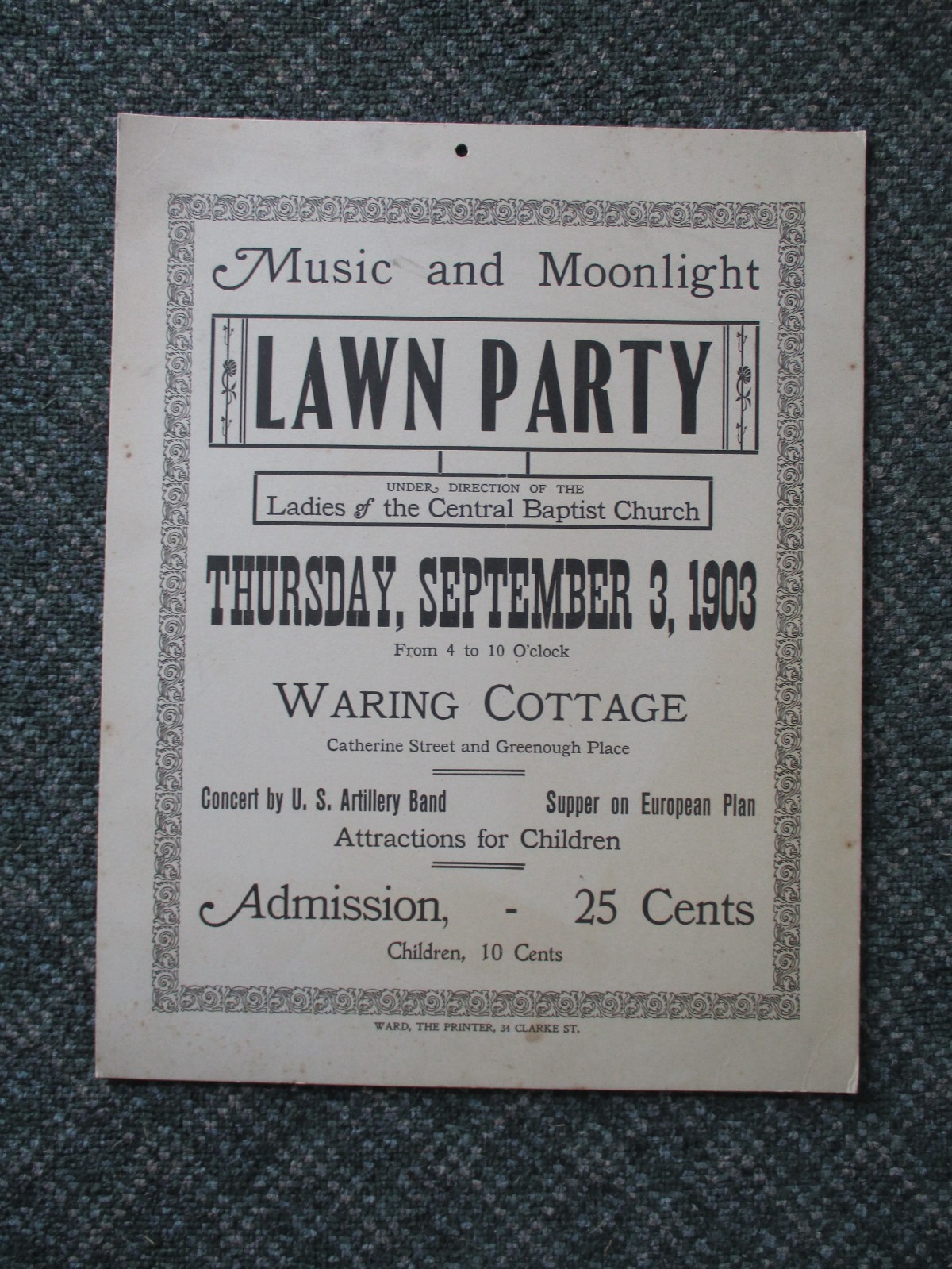 Newport, Rhode Island 122 Year Old Placard: Good Condition