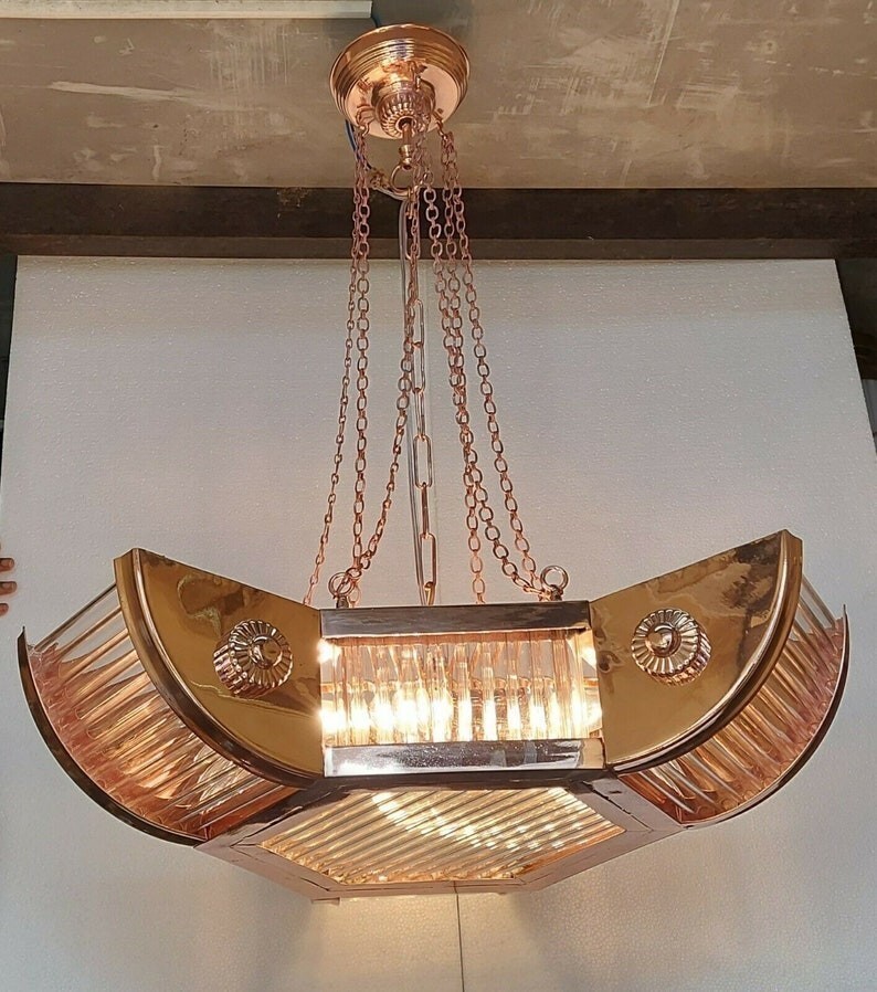 Nautical Design Replica Brass Ship Chandelier Light – Hanging Glass Rod Ceiling