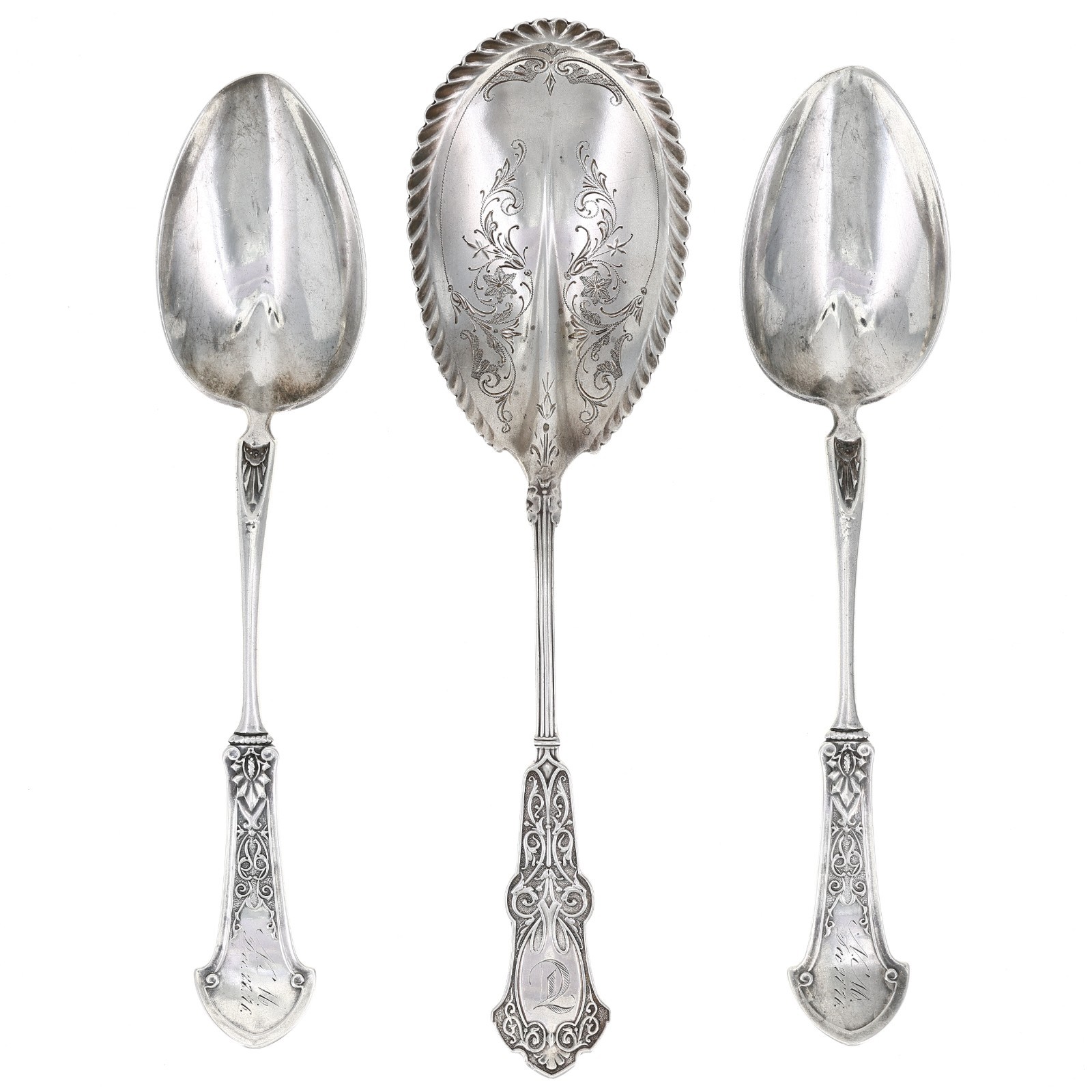 Sterling Silver Serving Spoon Lot x3 Antique Gorham B22 Essex 186g