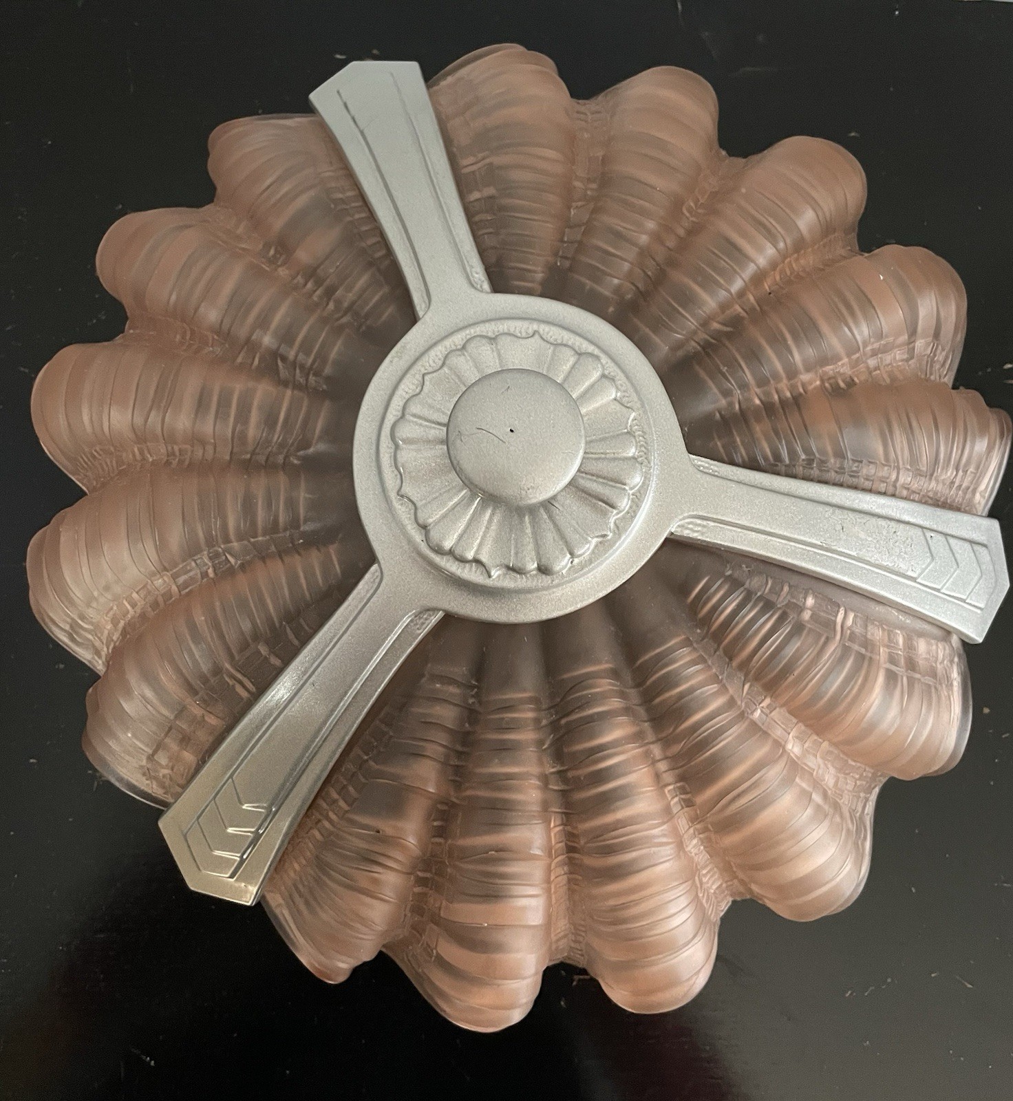 Art Deco Satin Pink Clam Shell Glass Plafonier Ceiling Light Shade