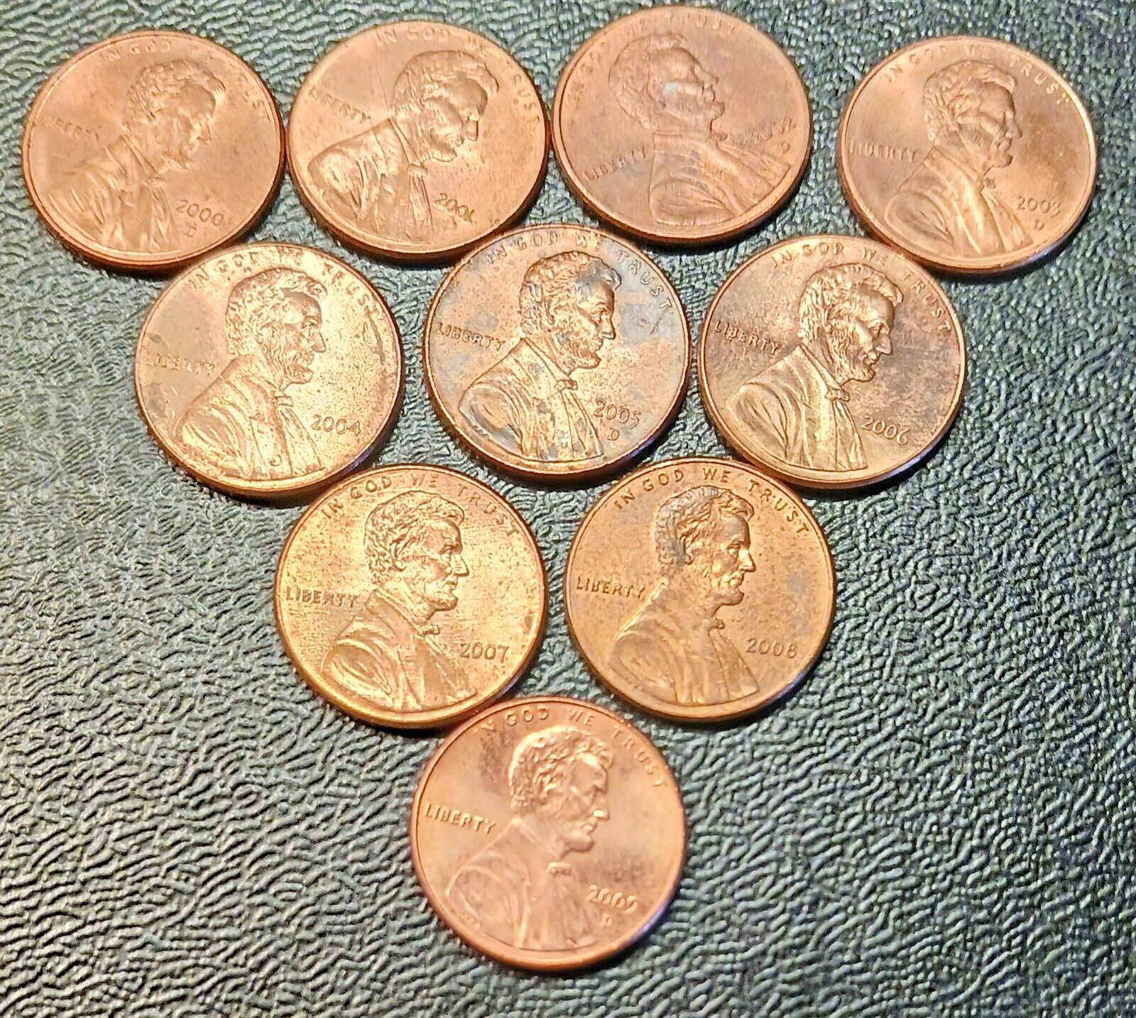 2000- 2009 USA LINCOLN WHEAT PENNIES LOT OF 10 COINS.