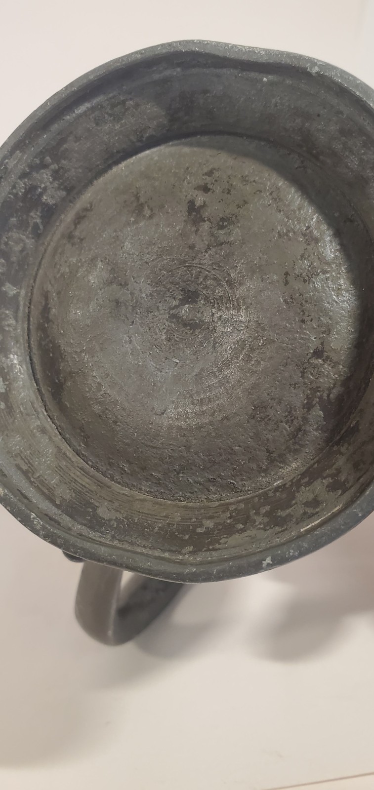 Antique English Pewter Tankard Baluster Style 1/2 Pint Marked Arch & Mason?