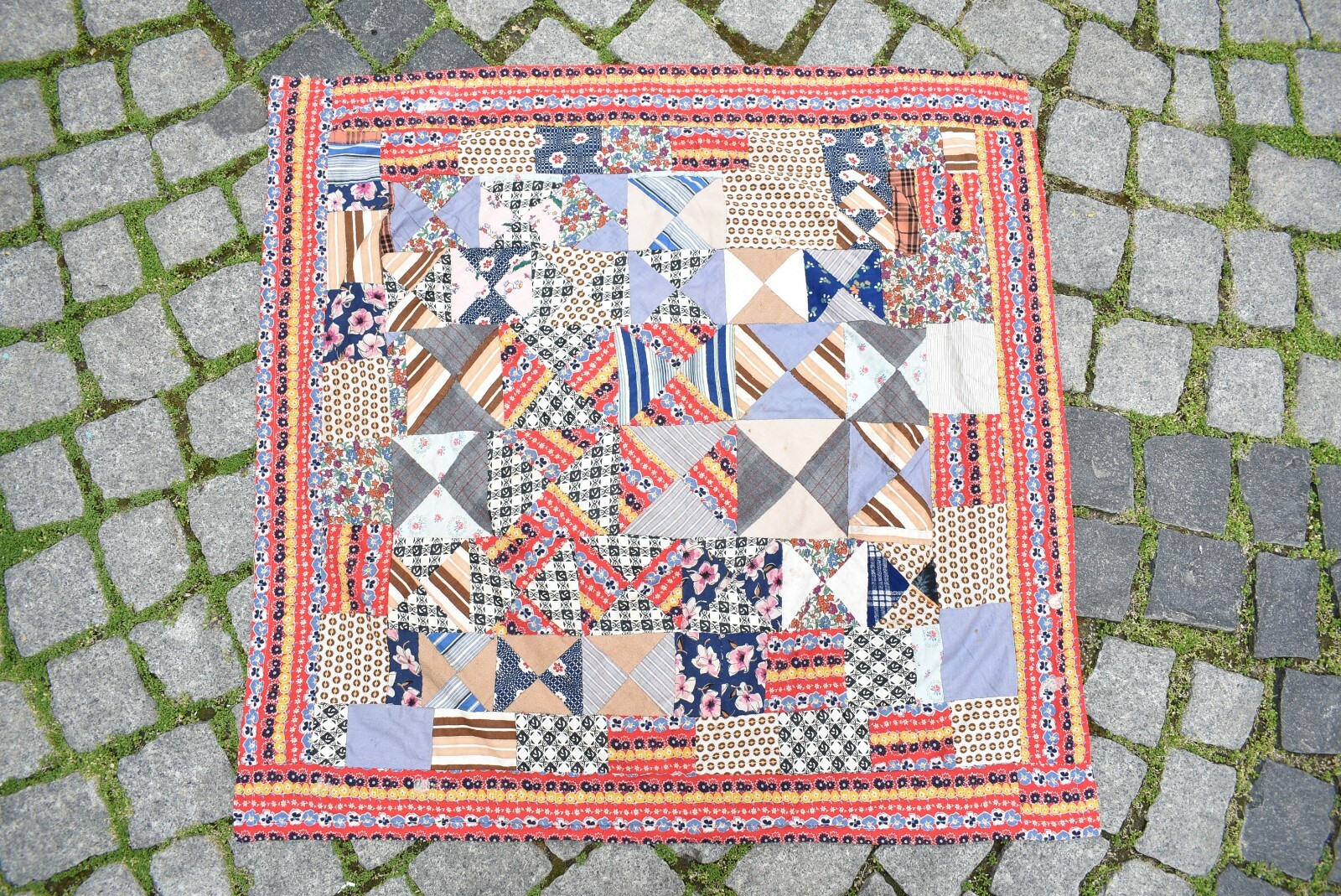 Vintage Turkish Textile Patchwork 34” x 34” Wall Hangings Piece Textile Cover