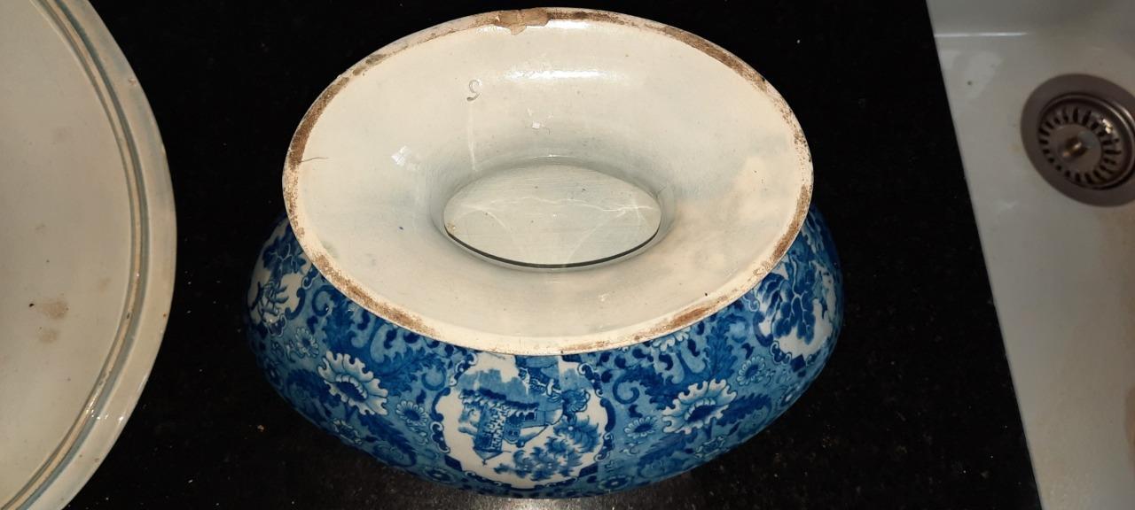 Georgian Spode Pearlware ‘Net’ Pattern Large Lidded Pedestal Tureen C 1795