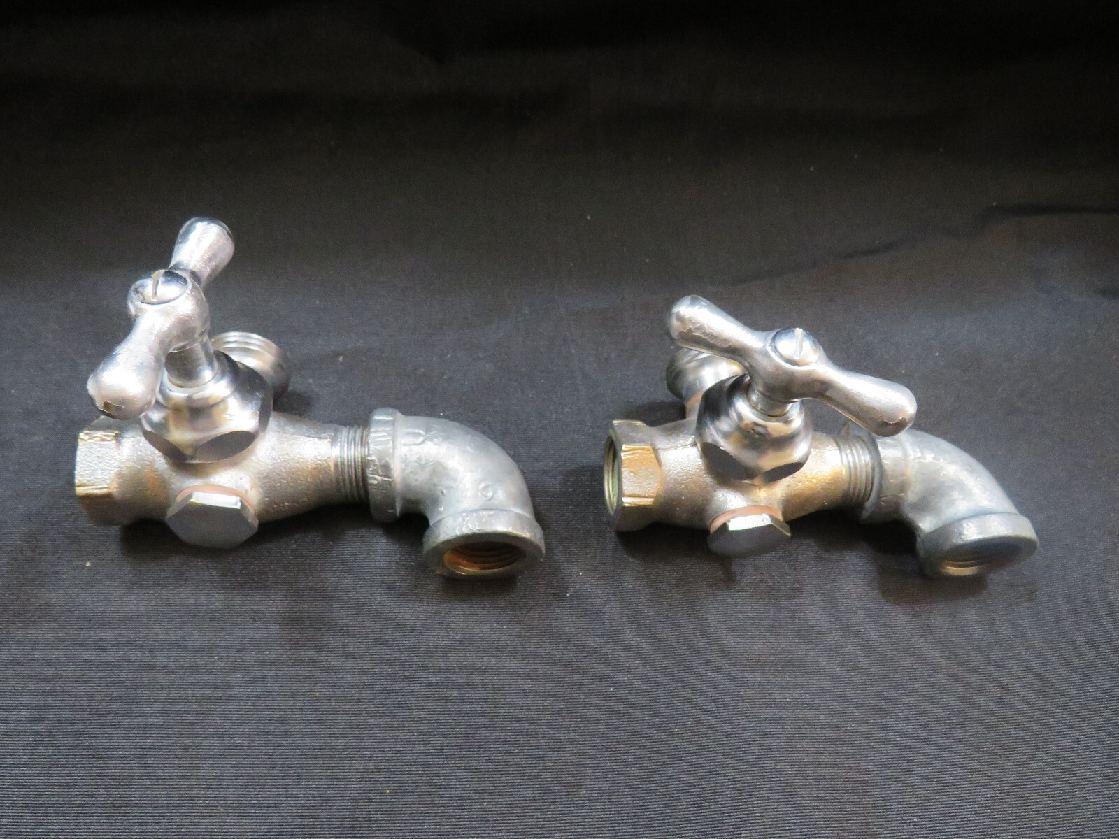 2 Vintage Farmhouse Wash Tub, Mud Room, Utility Sink Valves, Indusrial Art