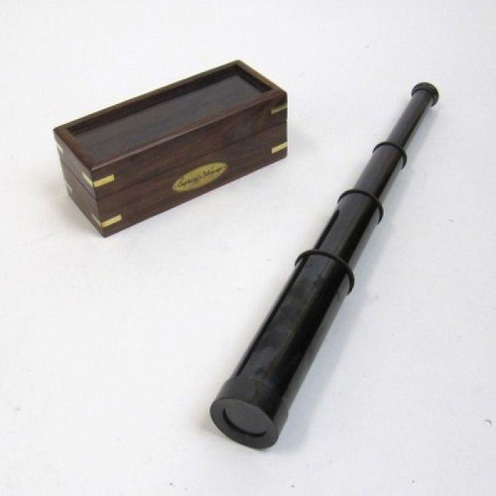 BRASS TELESCOPE 15″ IN WOODEN BOX ~ TELESCOPE ~ PIRATE ~ NAUTICAL- SPYGLASS