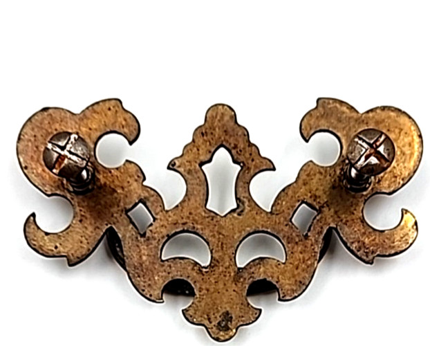 Chippendale Bail Drawer Pull Brass Tone 2.5in Hole to Hole – 3.7in Wide