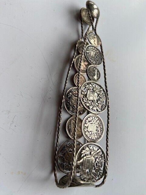 15 SILVER Guatemala 19th Century COINS SUGAR NIPS RARE GUATEMALON TONGS Filigree