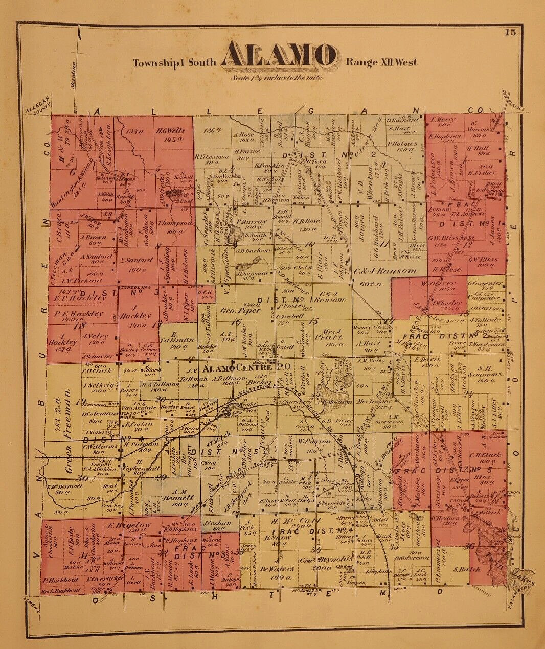 1873 Play Map ~ ALAMO, KALAMAZOO Co., MICHIGAN ~ (13×16)-#003