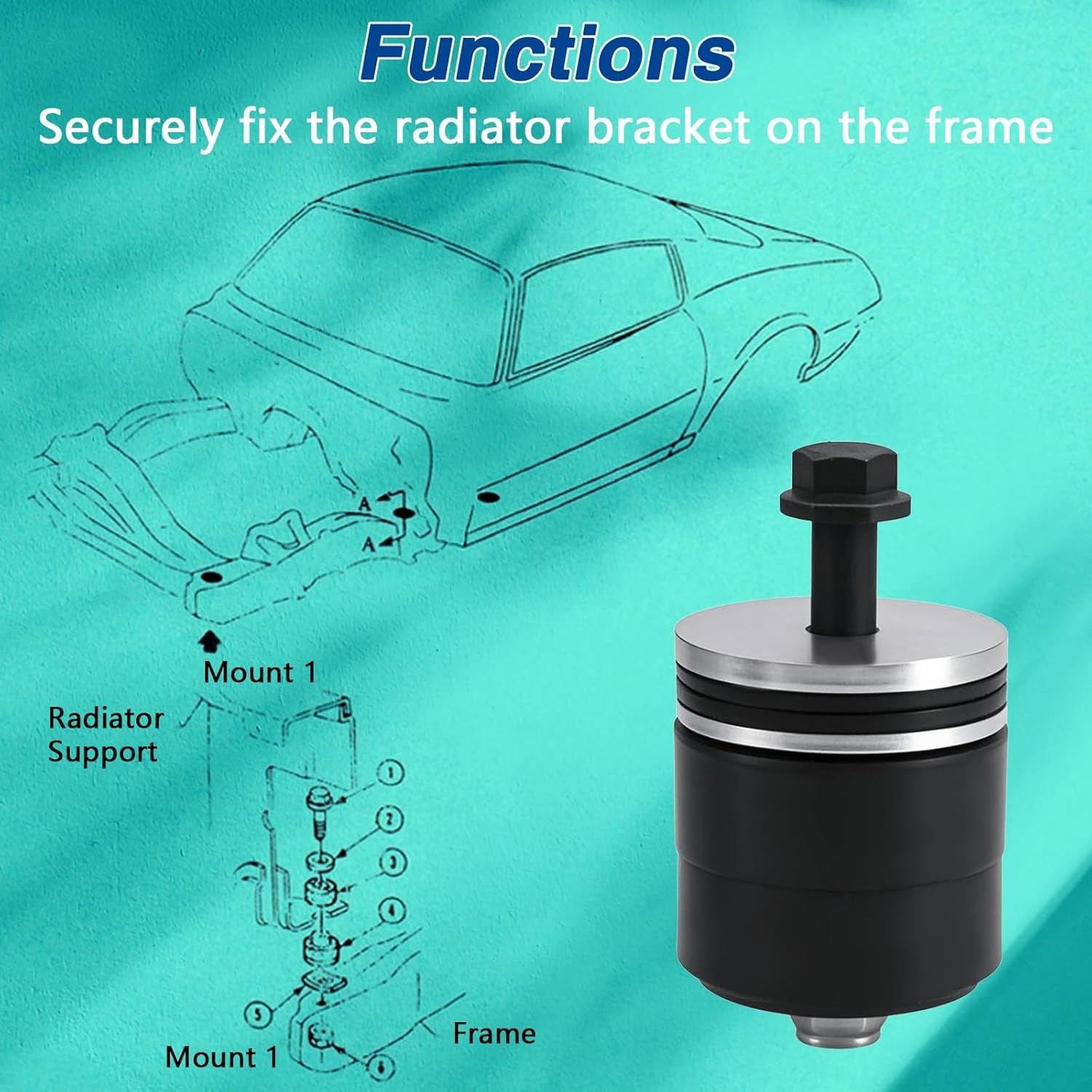 Radiator Core Support Body Mount Bushings and Hardware Set Compatible with GM Ch