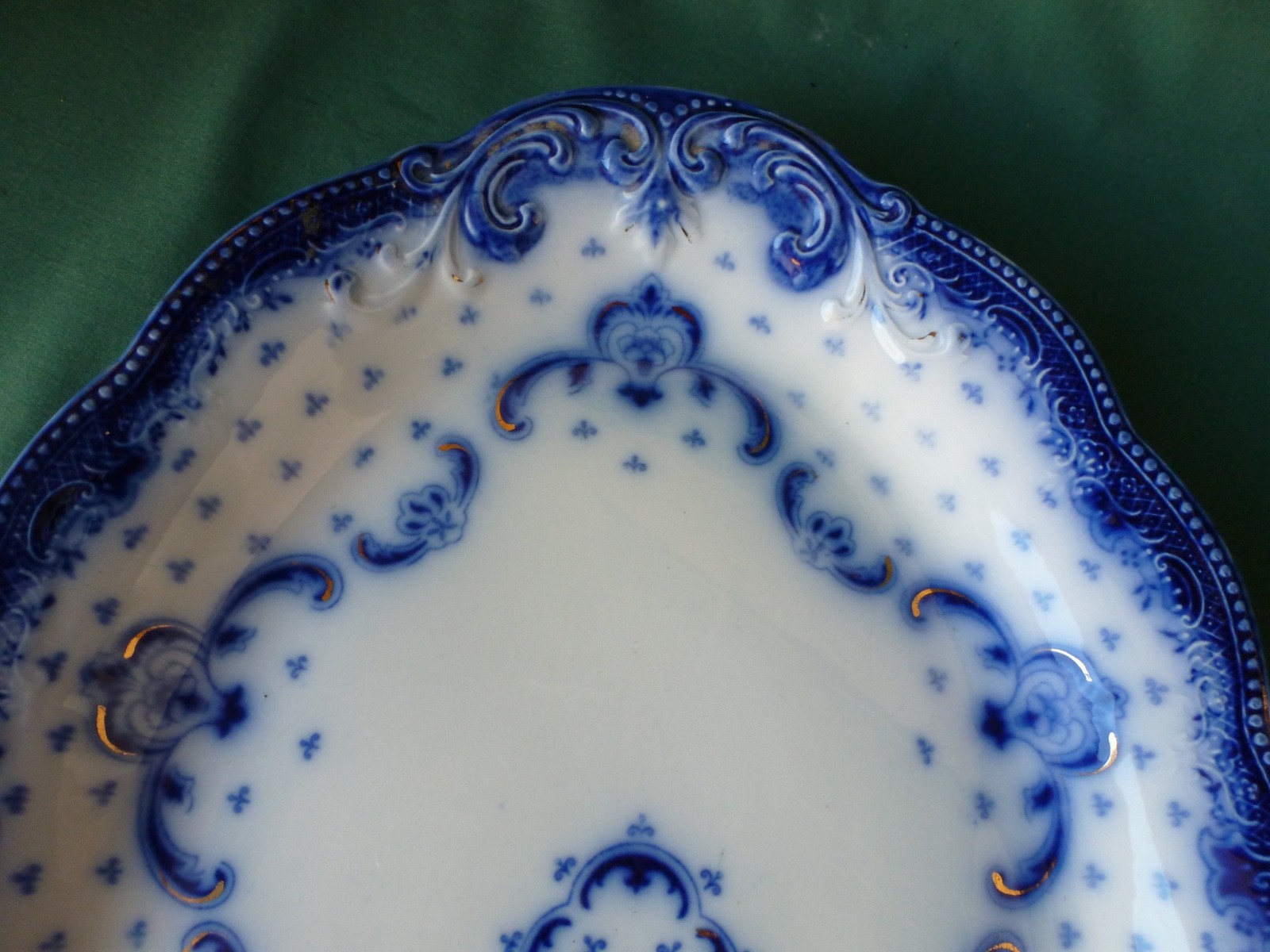 Antique Grindley Flow Blue Keele Pattern Oval Platter 18 3/8″