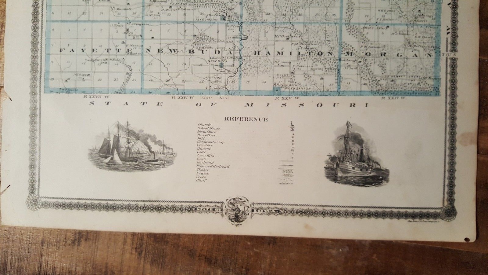 NICE MAP – PLAN OF CENTERVILLE, LEON & ALLERTON – IOWA – Andreas Atlas Co. 1875