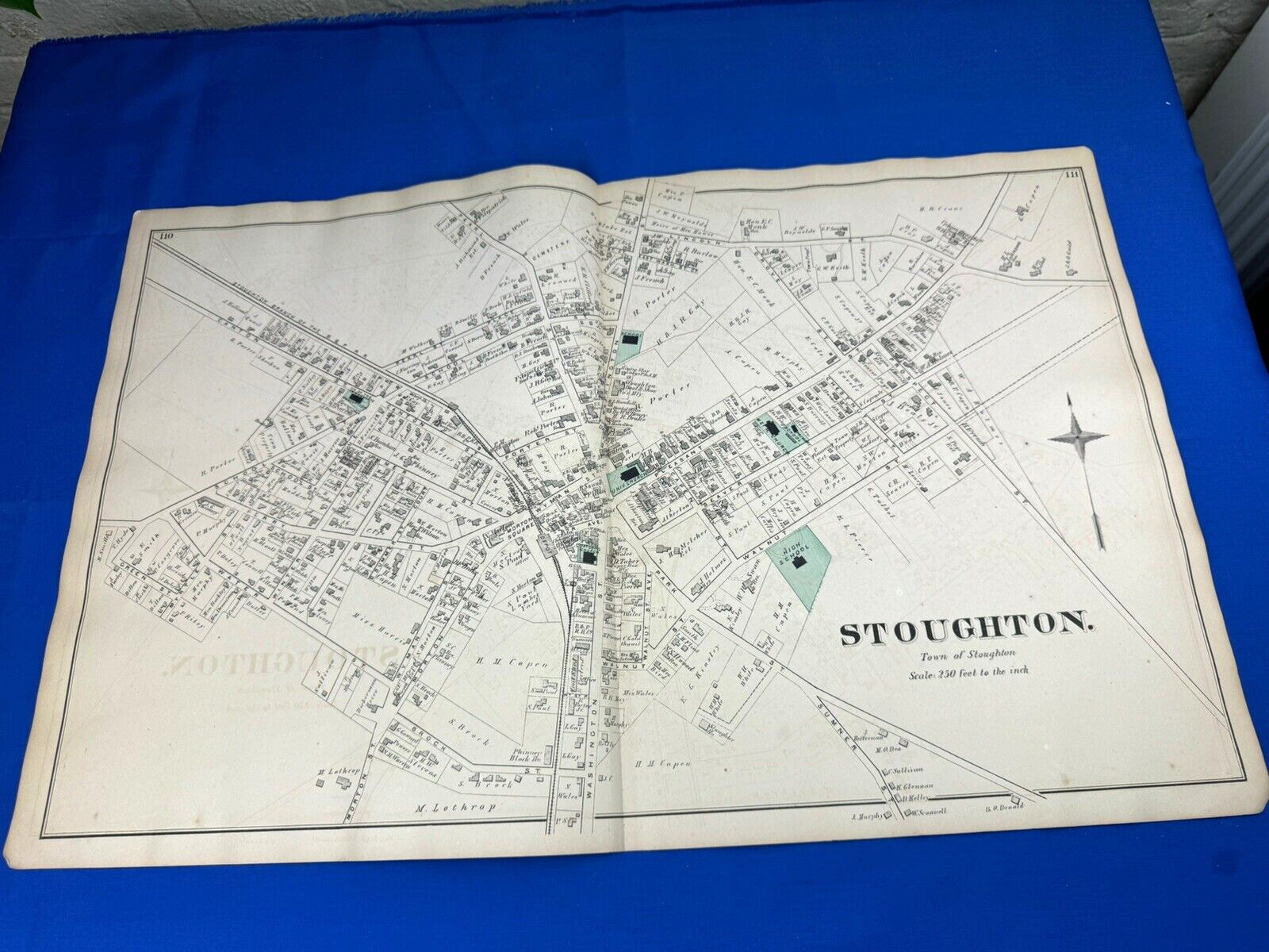 1876 STOUGHTON, MA Map – Detailed, Businesses, Residents, Historical Points