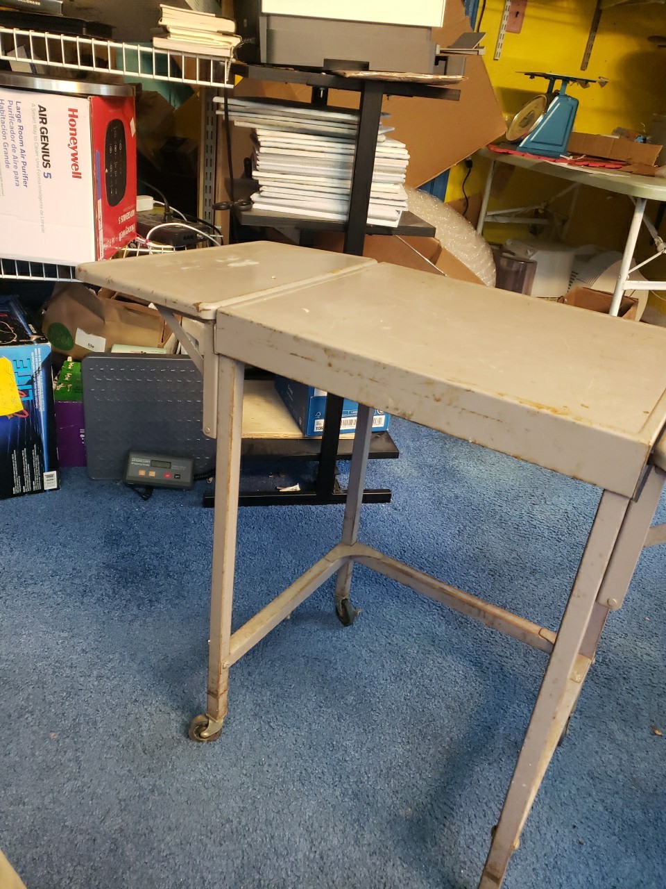 INDUSTRIAL TYPEWRITER TABLE drop leaf rolling stand vintage