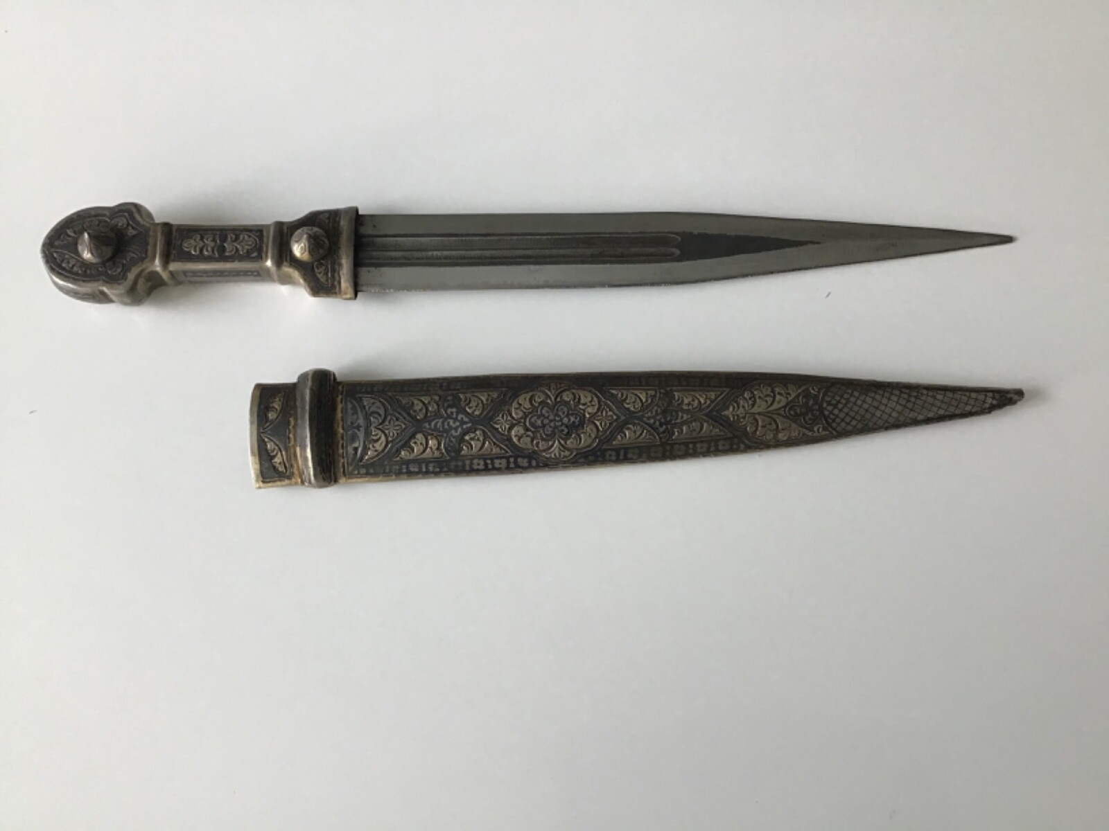 Russian silver antique niello Dagger Caucasian Kindjal knife ottoman