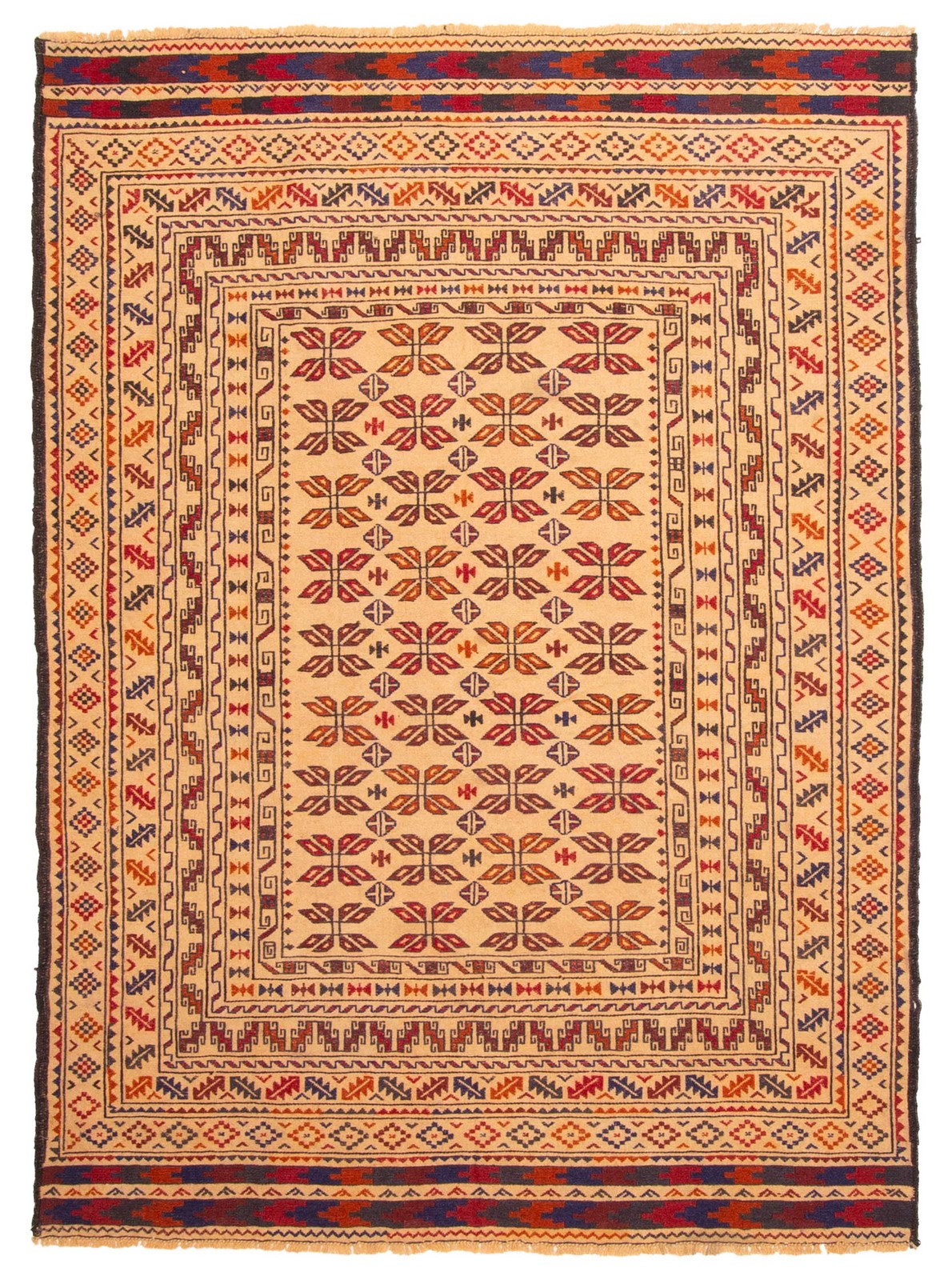 Vintage Hand Woven Area Rug 4’7″ x 6’3″ Traditional Wool Oriental Carpet