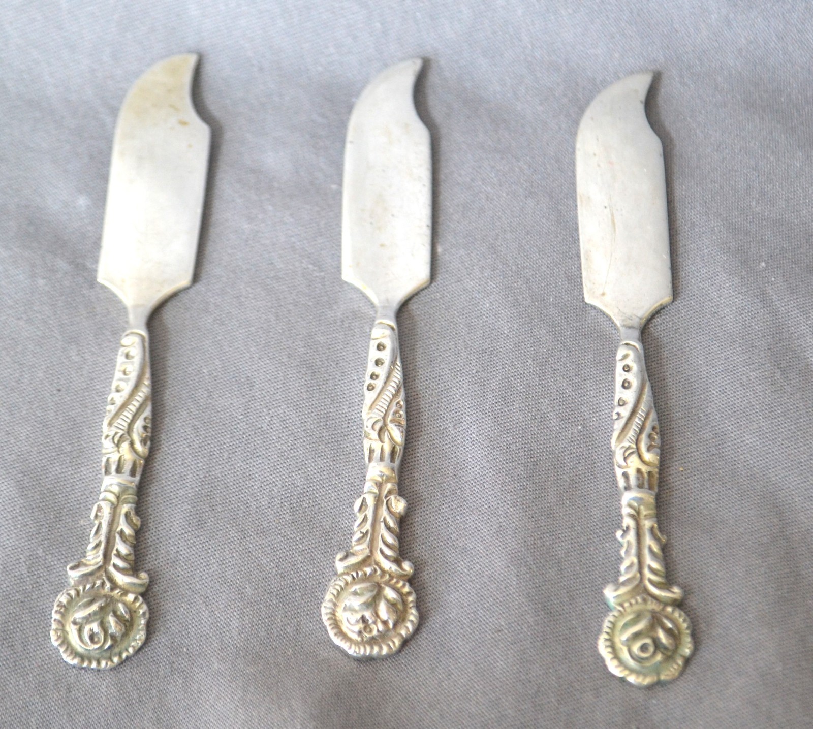 Three Vintage South American 900 Silver Cheese Spreaders Appetizers
