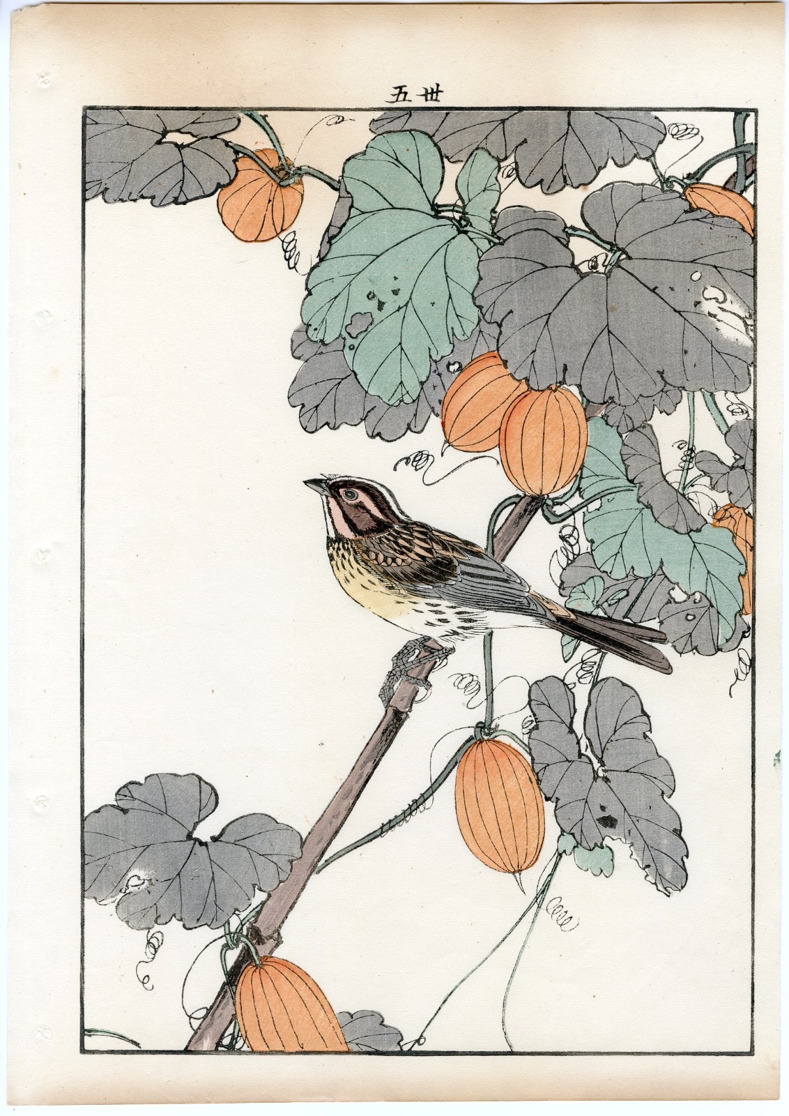 Imao Keinen Antique Japanese Woodblock Print – Little Bunting