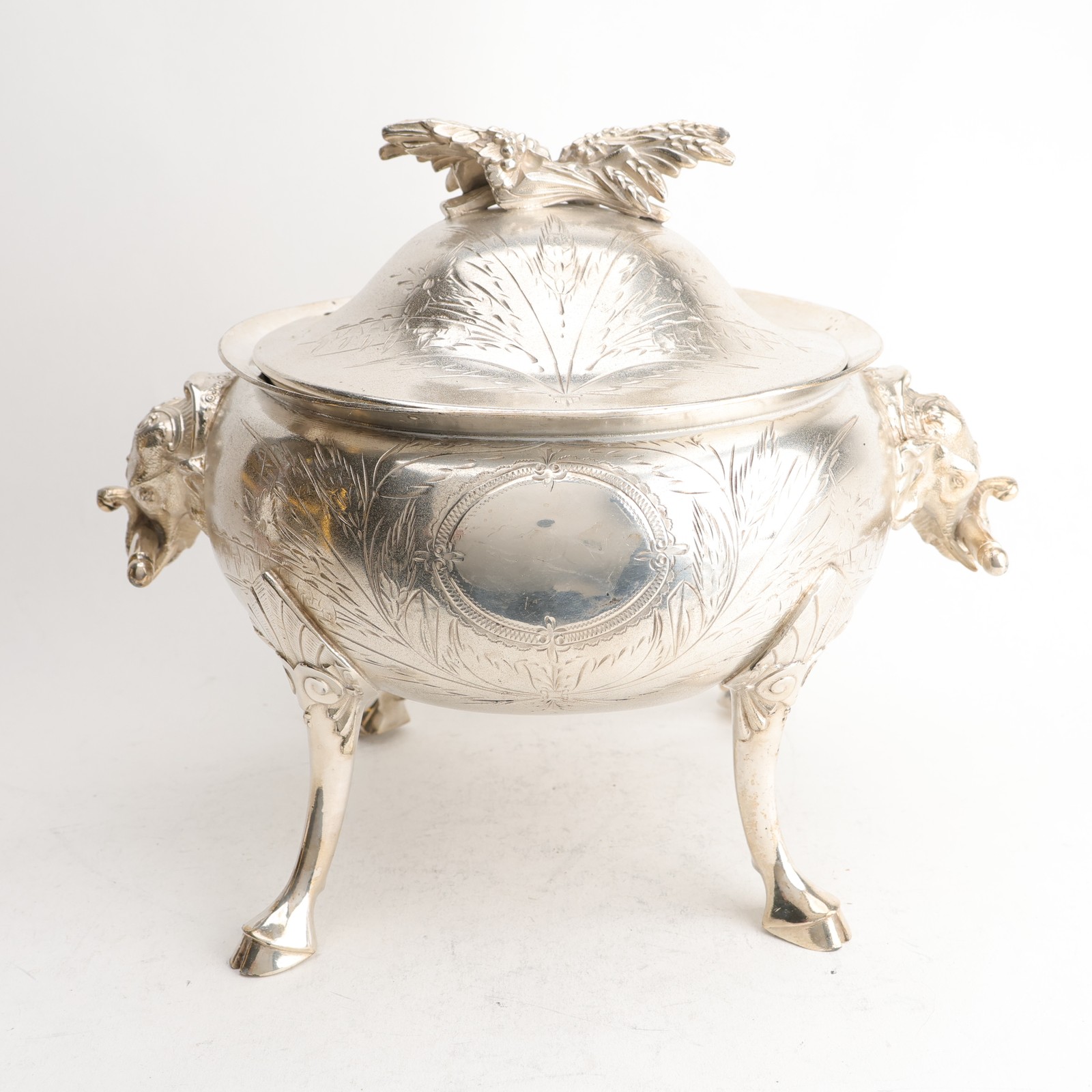 Stoddart Victorian Silverplate Footed Soup Tureen Elephant Head Handle Aesthetic