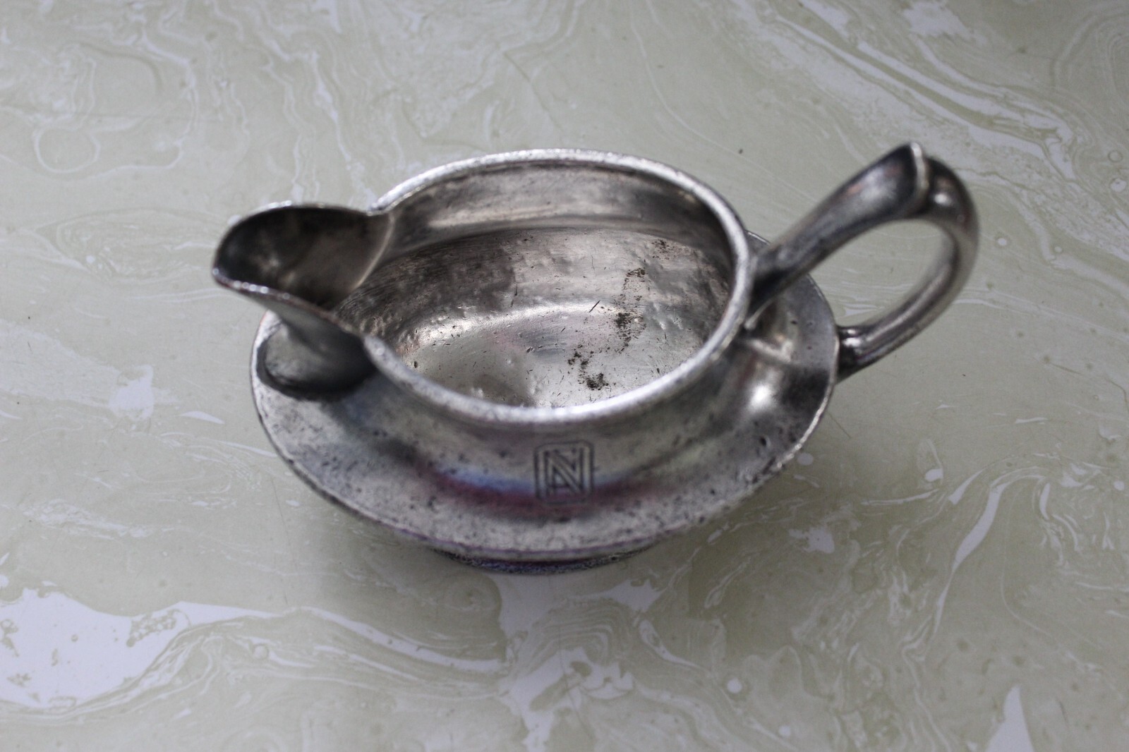 AS FOUND, VTG. REED & BARTON SILVER SOLDERED CREAMER FROM NEWARK ATHLETIC CLUB