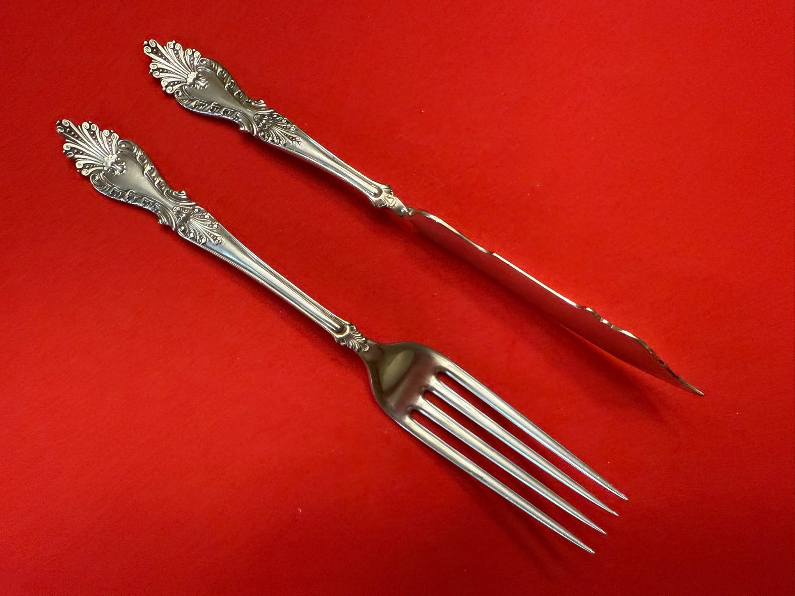 RAPHAEL Rogers & Hamilton Silverplate DINNER FORK and MASTER BUTTER KNIFE 1896