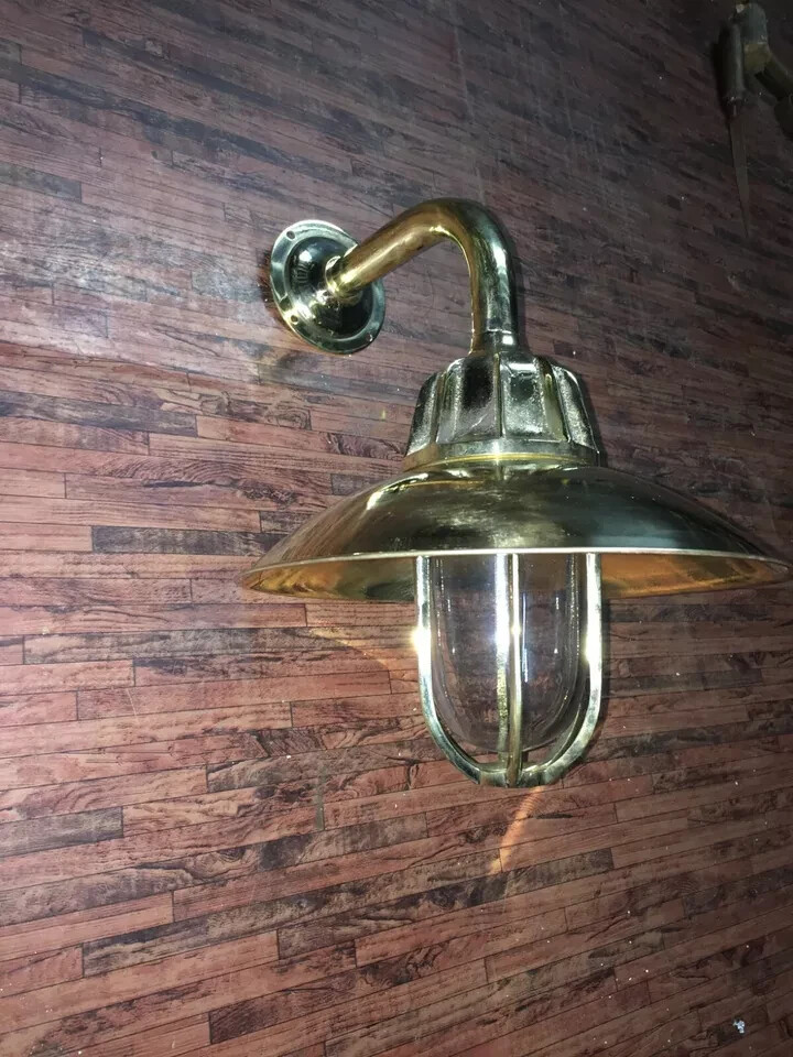 Wall Mount Bulkhead Nautical Ship Brass Wall Light Sconce Fixture Shade 2P