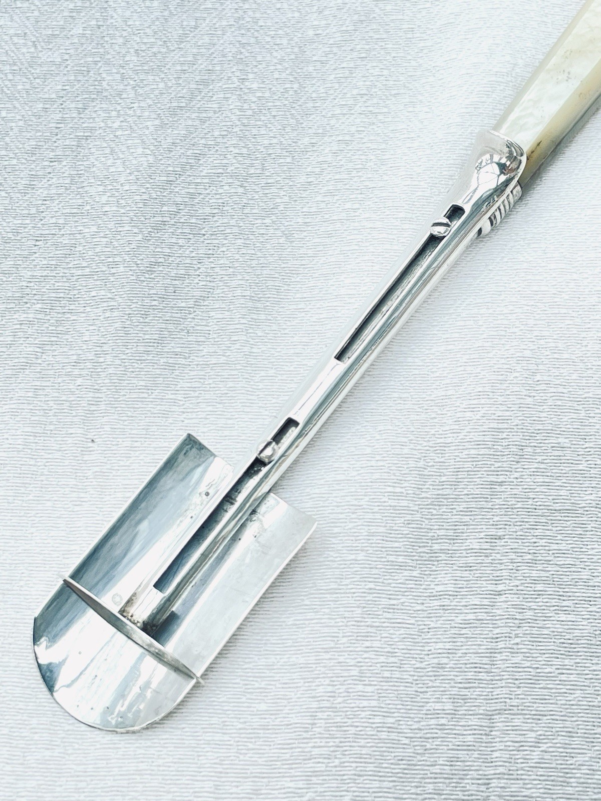 GEORGE III STERLING SILVER STILTON CHEESE SCOOP – Samuel Pemberton, B’ham, 1807