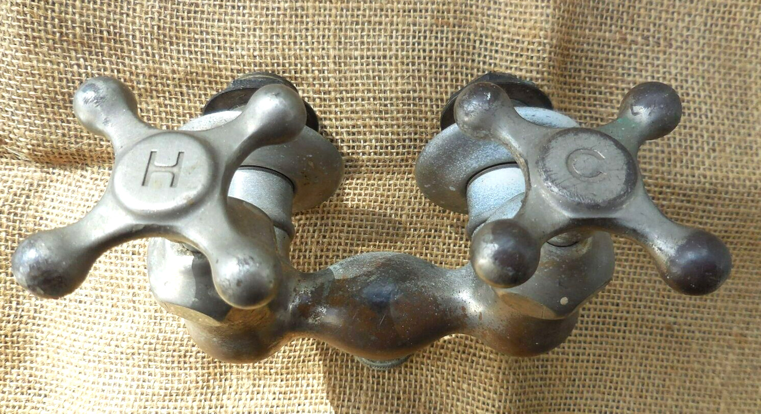 Antique Hot Cold bath kitchen faucet for parts or repair#D