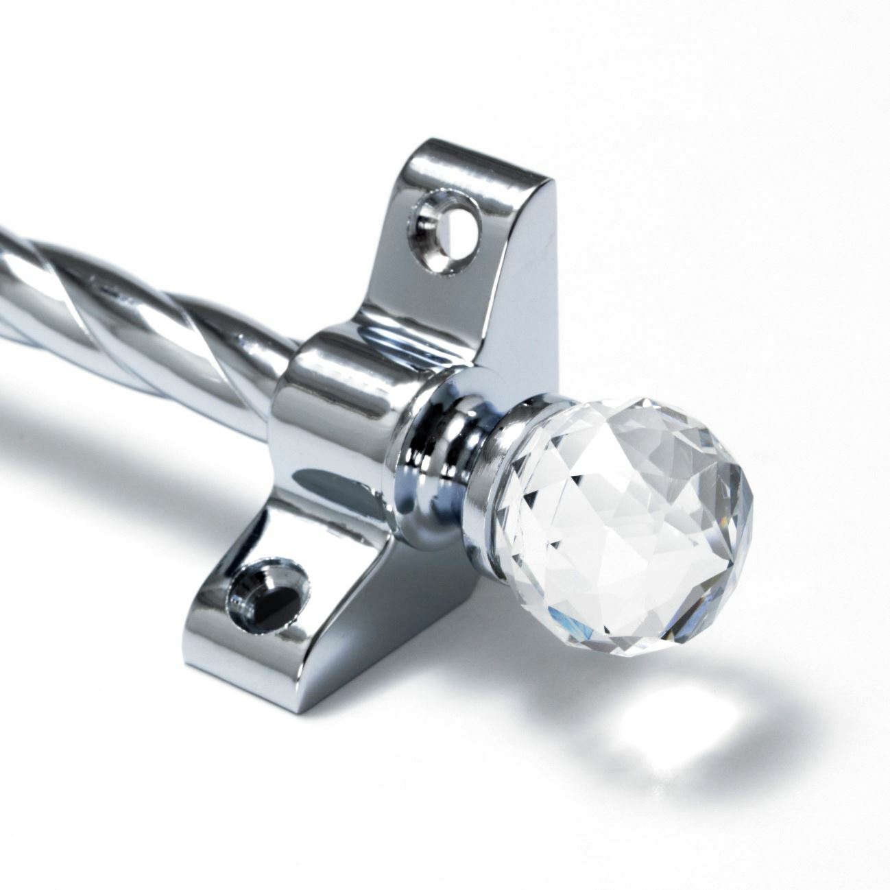 13 X Polished Chrome Stair Rods – 3/8″ x 36″ – Candy Twist – Crystal Finial