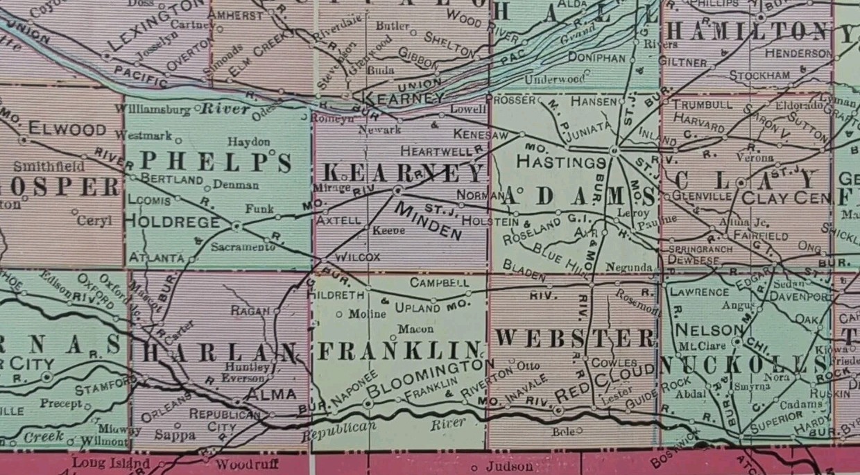 Vintage 1905 NEBRASKA Map 14″x22″ Old Antique Original NORTH PLATTE KIMBALL NE