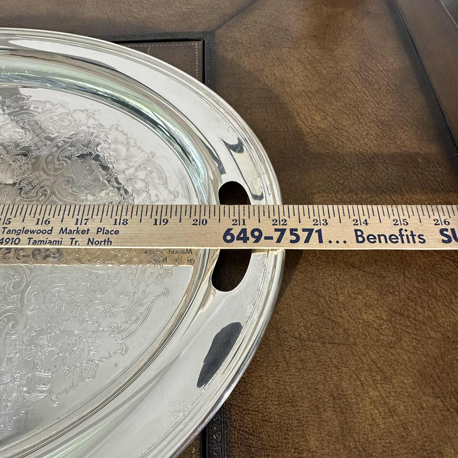 Beautiful VTG Gorham YC407/2 Silverplate Oval Serving Tray 22″ Floral Engraved