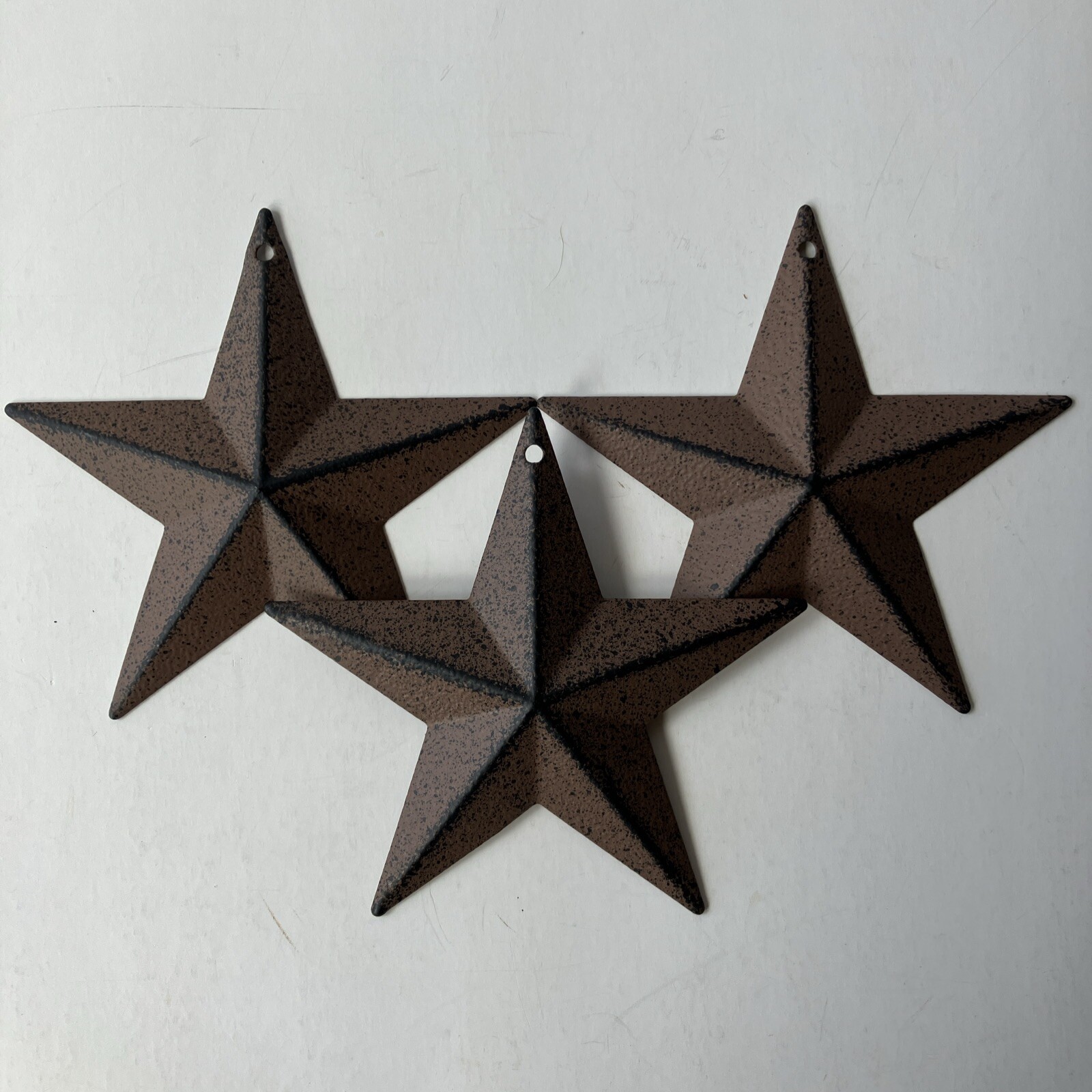Set of 3 ~ ANTIQUE BROWN Barn Star Stars 3.5″ PRIMITIVE COUNTRY CRAFT SUPPLY