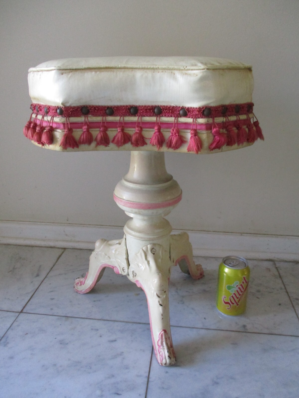 antique cast iron piano stool victorian piano stool organ stool 19″ h – 26″ h