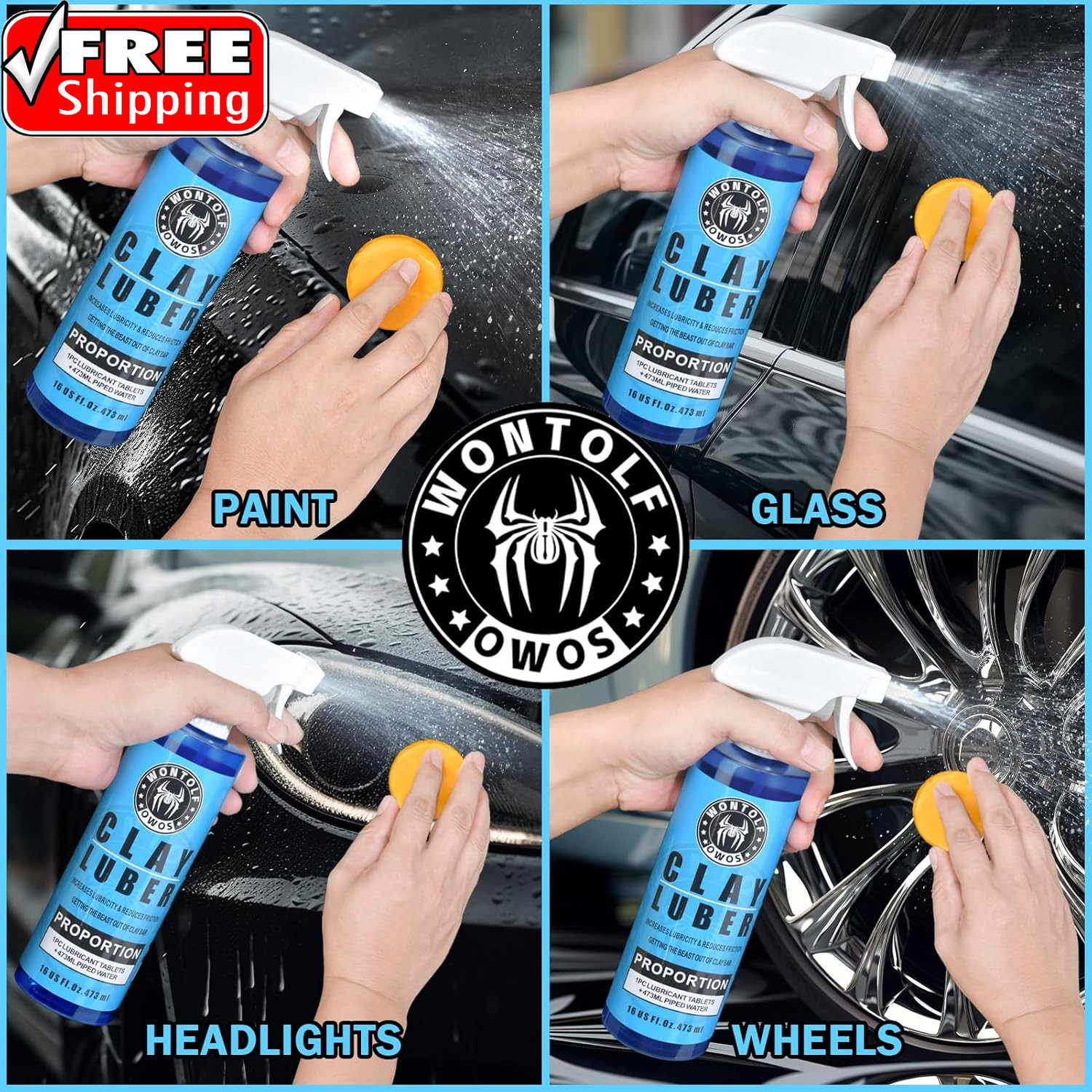 Clay Bar Kit, Complete Clay Bars Auto Detailing Clay Luber Lubricant Car Wash Ki