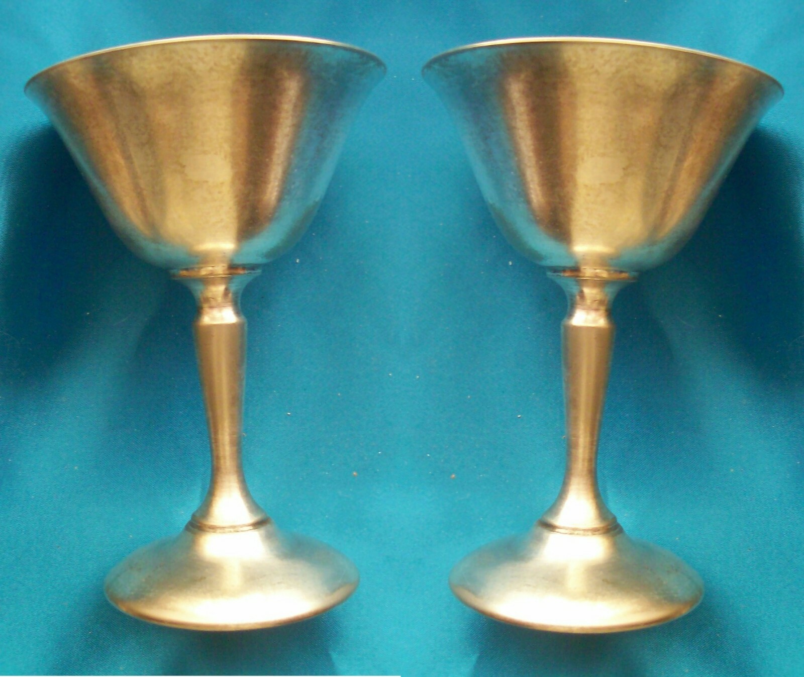 Pair Sheffield Silverplate Goblets 5 3/4″High, 3″ Diameter At Rim, Made in USA
