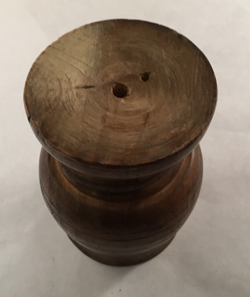 ANTIQUE PRIMITIVE TURNED WOOD TREENWARE PUZZLE CUP GOBLET WITH RING