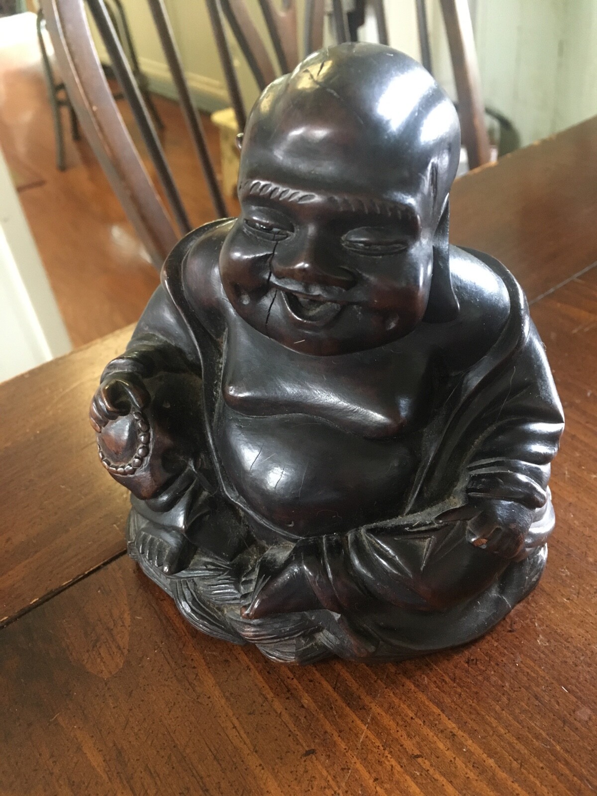 Laughing Buddha Statue Lucky Happy Sitting 6 X 5.5 Inches -SUPER KEEN
